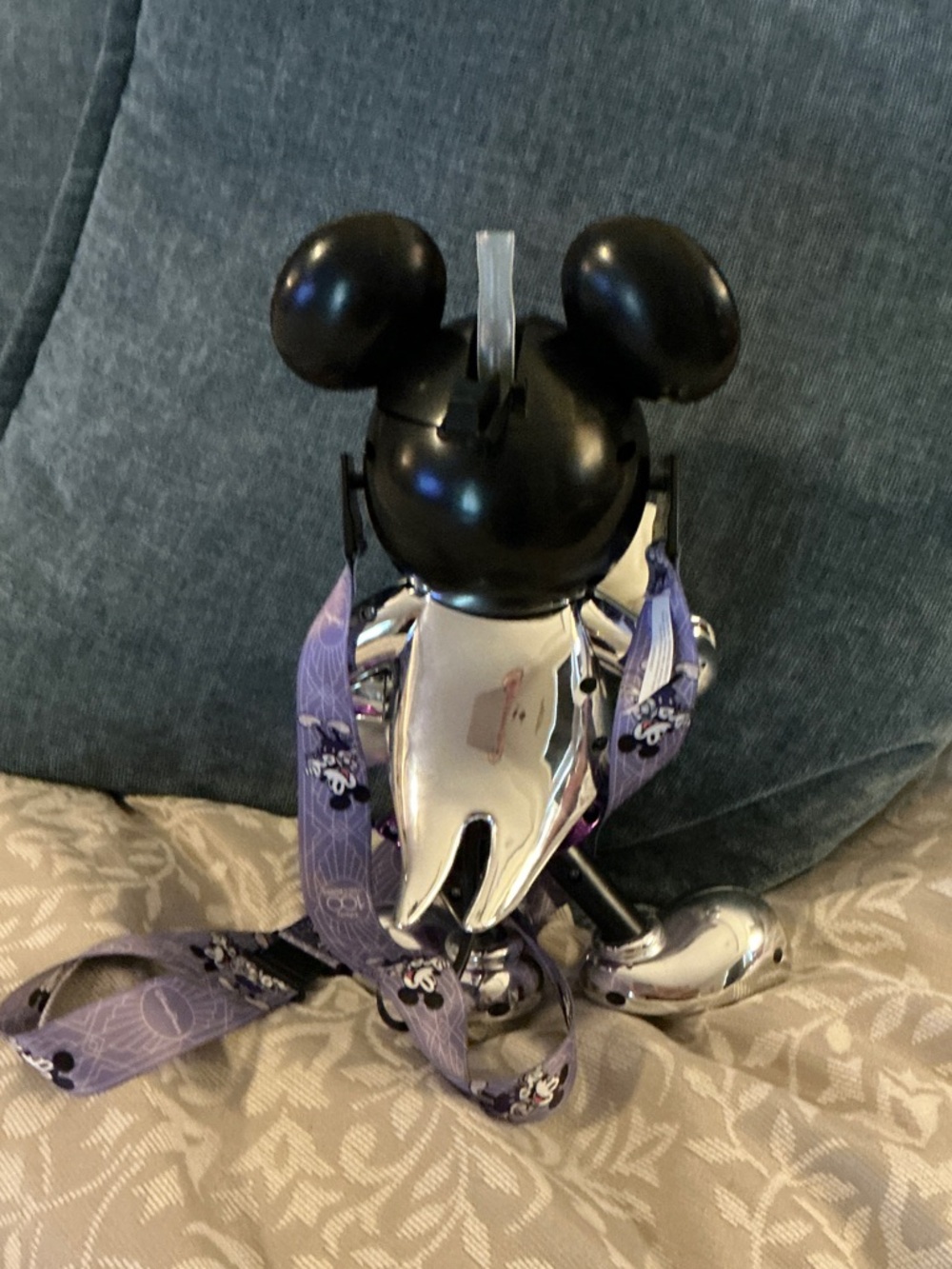 Disneys 100th Black, White & Purple Mickey Mouse Metallic sipper cupwith Lanyard - Picture 2 of 4